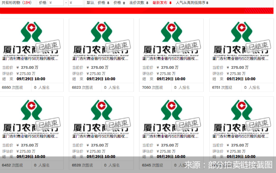 部分拍卖链接截图
