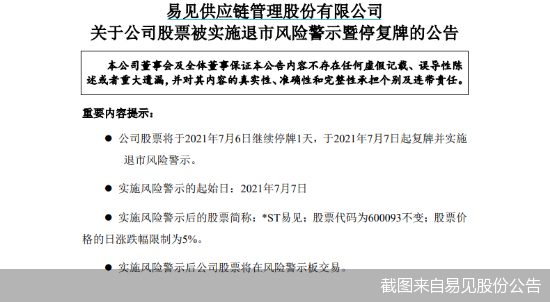 截图来自易见股份公告