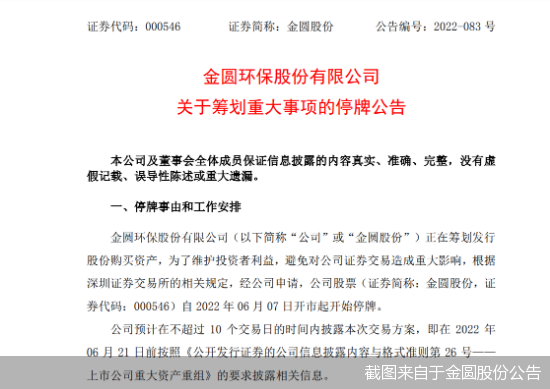 截图来自于金圆股份公告