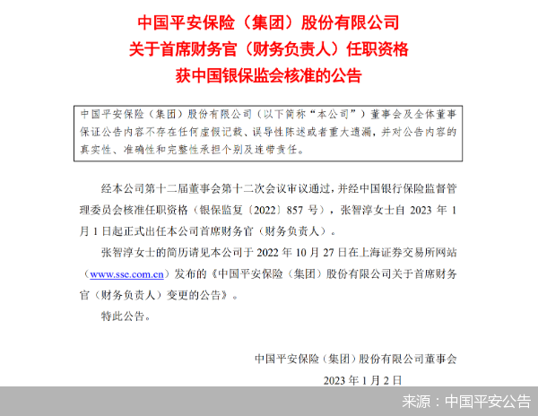来源：中国平安公告