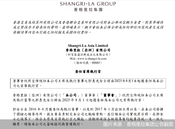 图片来源：香格里拉集团公告截图