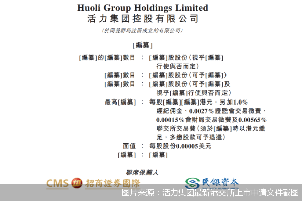 图片来源：活力集团最新港交所上市申请文件截图