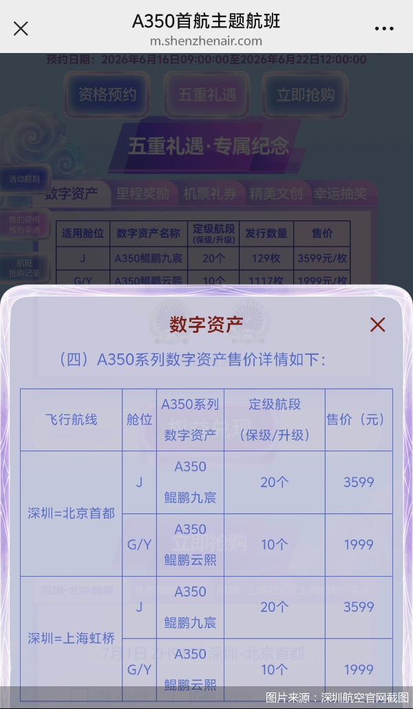 图片来源：深圳航空官网截图