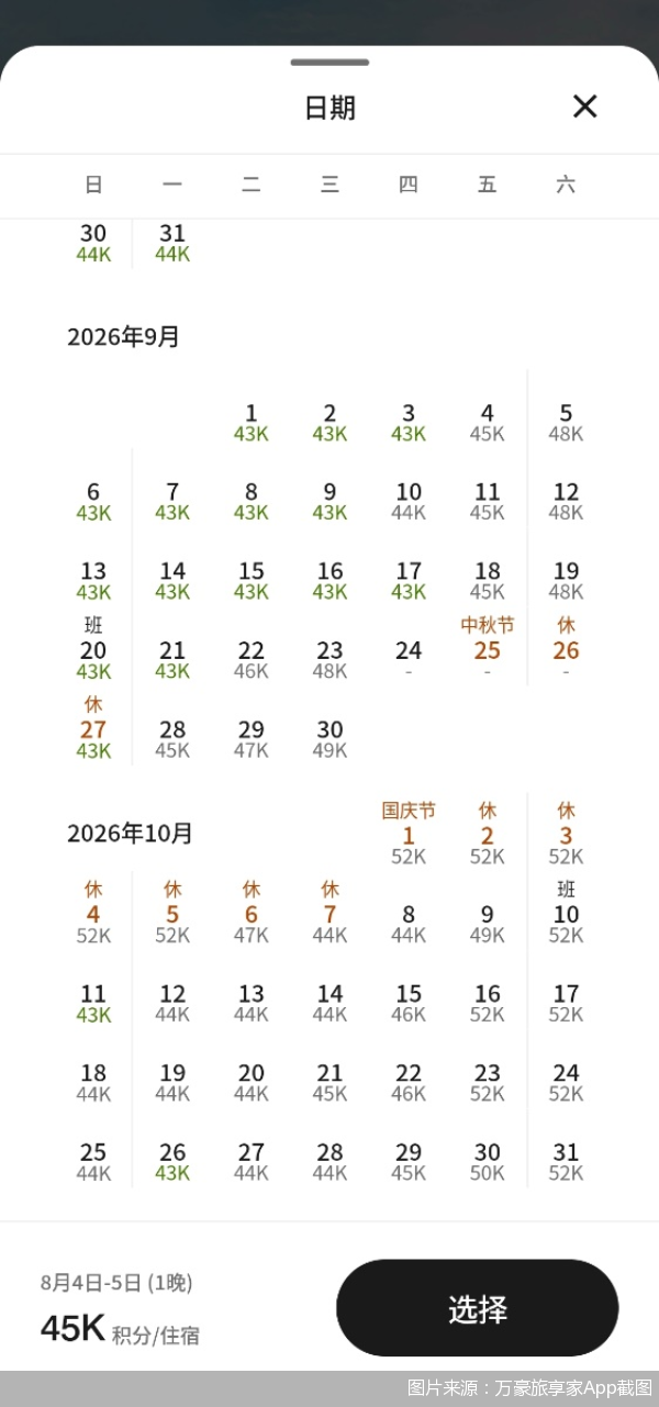 图片来源：万豪旅享家App截图