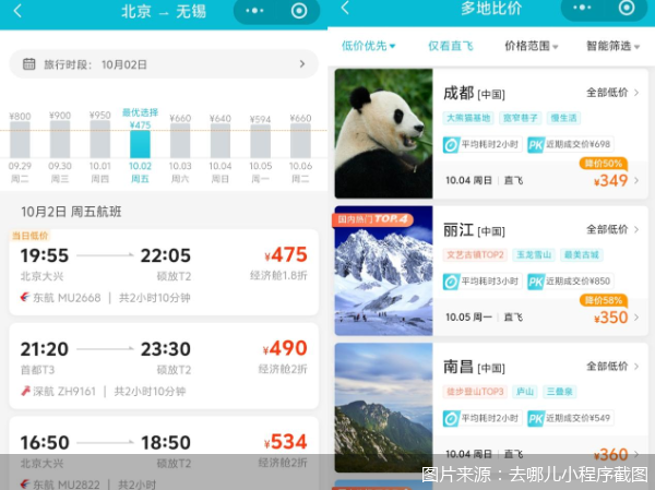 图片来源:去哪儿小程序截图