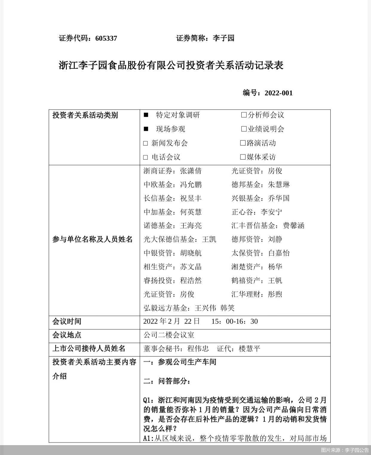 图片来源：李子园公告
