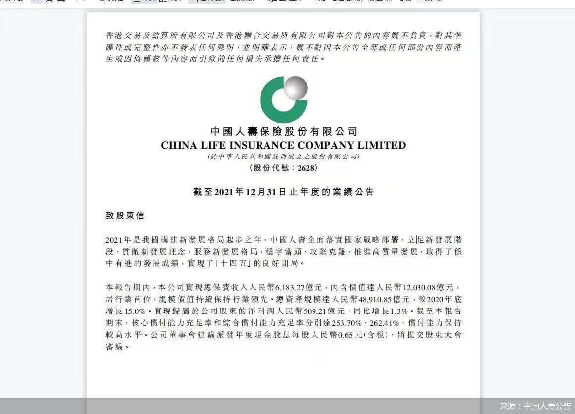 来源:中国人寿公告
