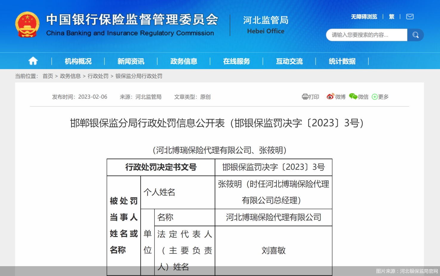 图片来源：河北银保监局官网