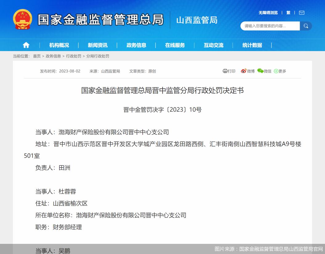 图片来源：国家金融监督管理总局山西监管局官网