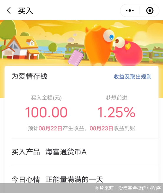 图片来源:爱情基金微信小程序