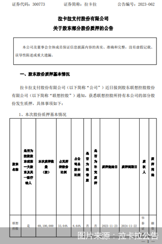 图片来源：拉卡拉公告