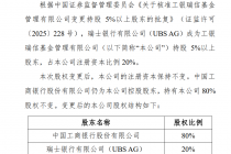 工银瑞信基金股权变更完成，瑞士银行持有20%股权