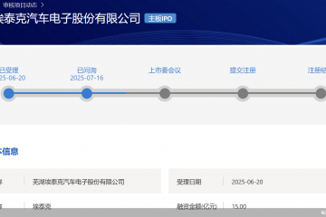 埃泰克冲A背后：关联方奇瑞汽车贡献过半营收