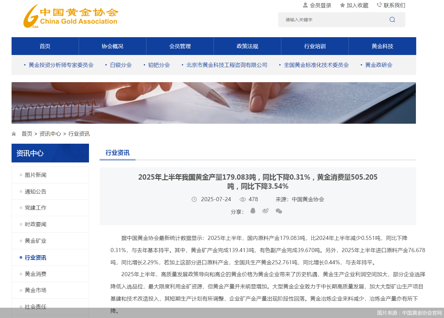 图片来源：中国黄金协会官网