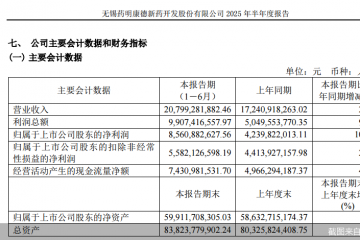药明康德史上最强中报！出售联营企业股票拉动业绩翻倍，将首次进行中期分红