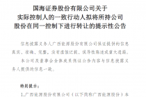 国海证券：广西能源股份拟将持有的2.06亿股公司股票以股权置换方式转让给广西能源集团