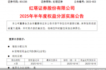 红塔证券:拟于10月16日进行现金红利发放,派发现金红利不超过2.36亿元