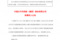 中国太保：两家子公司前9月共实现保费收入3923.91亿元