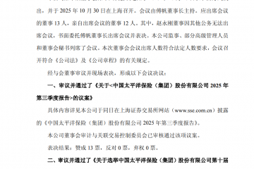 中国太保：同意选举路巧玲为公司副董事长