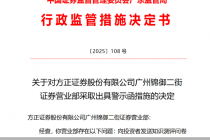 因投顾业务展业不规范等问题，方正证券旗下一营业部被监管警示