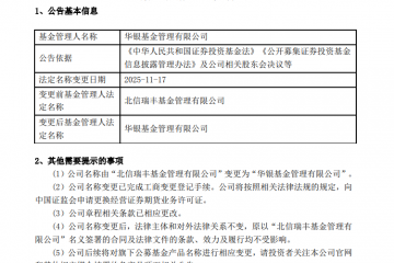 北信瑞丰基金更名为华银基金