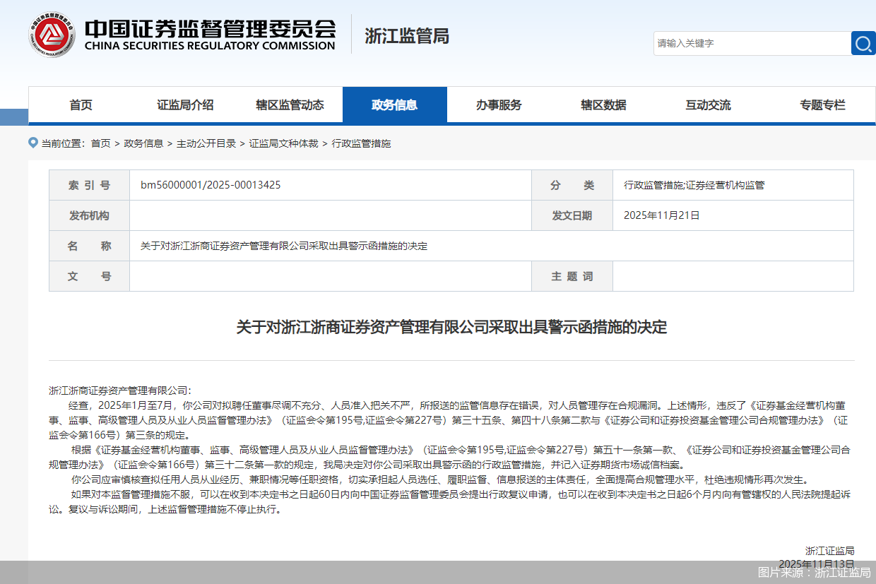 图片来源：浙江证监局