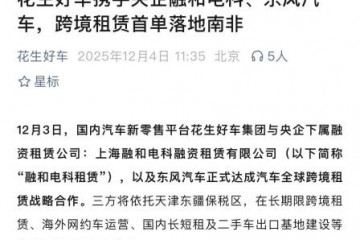 跨境租赁首单落地南非，花生好车“出海”