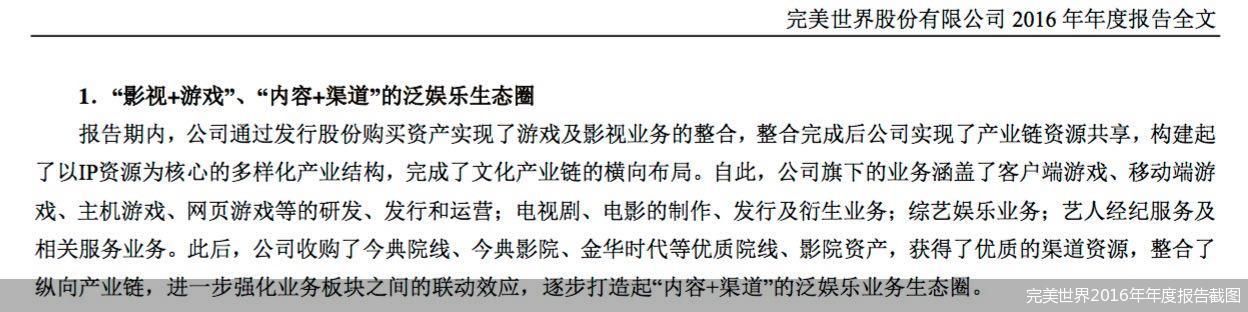 完美世界2016年年度报告截图