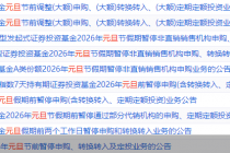 元旦假期临近，超50只基金宣布即将“闭门谢客”