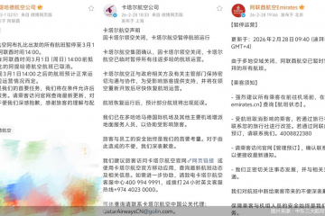 多国领空关闭，中东三大航司停飞，中国航司、旅行社启动应急预案