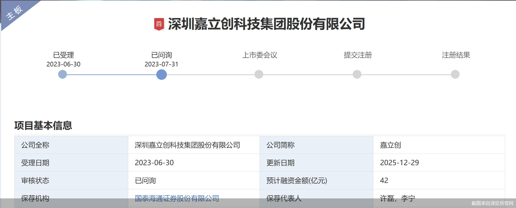 截图来自深交所官网