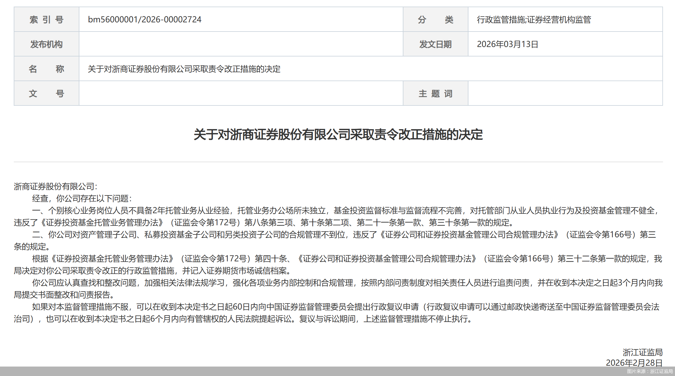 图片来源：浙江证监局