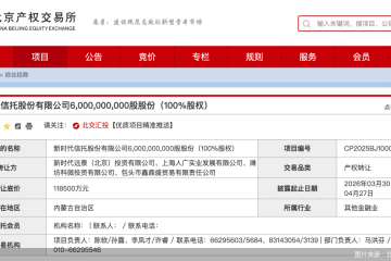 新时代信托股权第五次挂牌，价格较初期缩水超五成，信托牌照遇冷