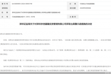 因存在未独立进行投资决策等违规行为，深圳京信嘉隆投资被监管警示