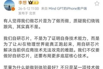 李想回应理想汽车自研芯片质疑：真不是“烧钱跟风”
