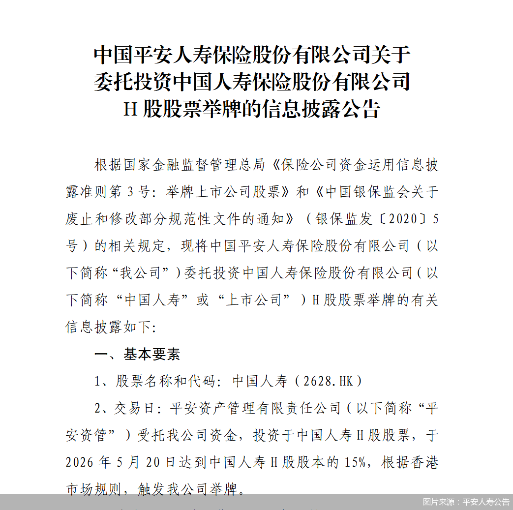 图片来源:平安人寿公告