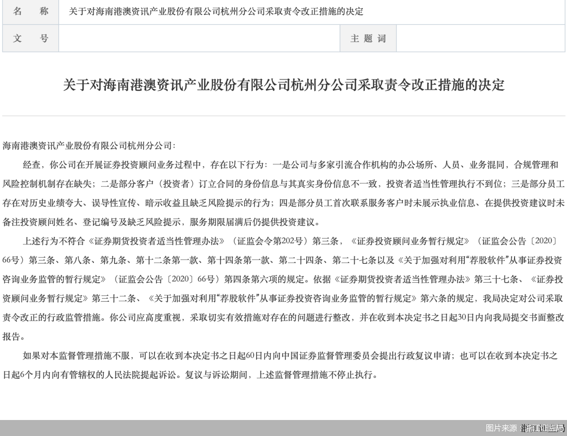 图片来源：浙江证监局