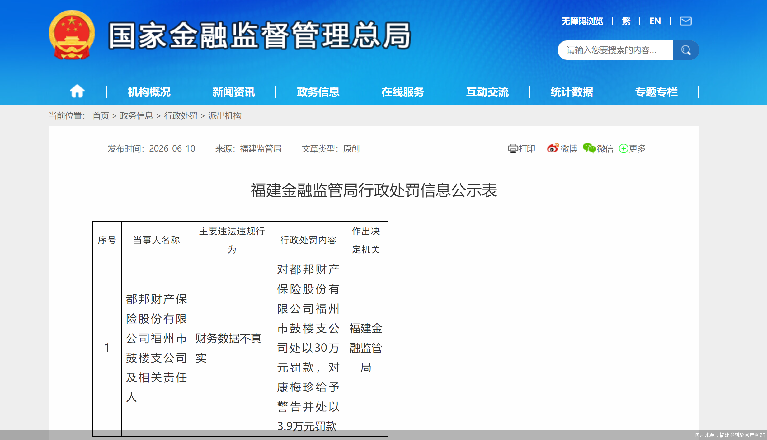 图片来源：福建金融监管局网站