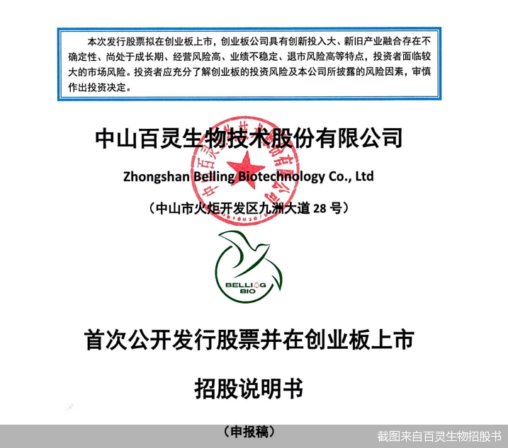 截图来自百灵生物招股书