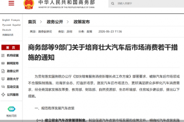 2.0政策出台，九部门联合发文培育壮大汽车后市场