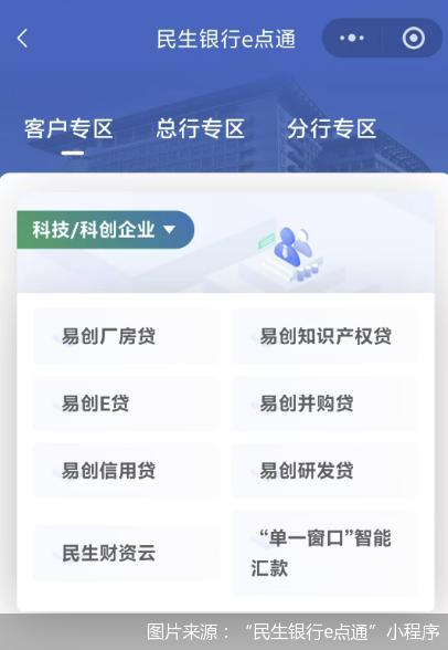 图片来源：&ldquo;民生银行e点通&rdquo;小程序