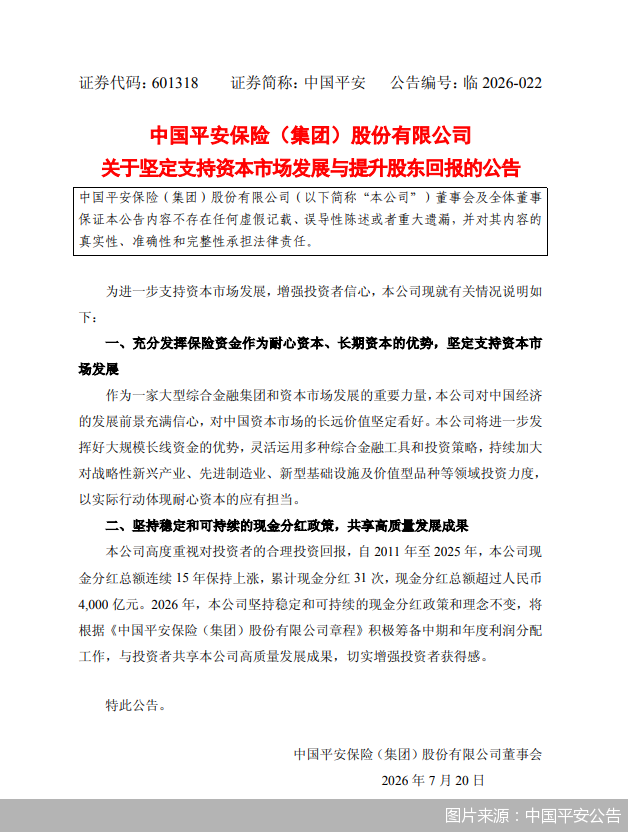 图片来源:中国平安公告