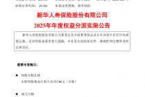 新华保险：每股派2.06元，共计派发现金红利64.26亿元