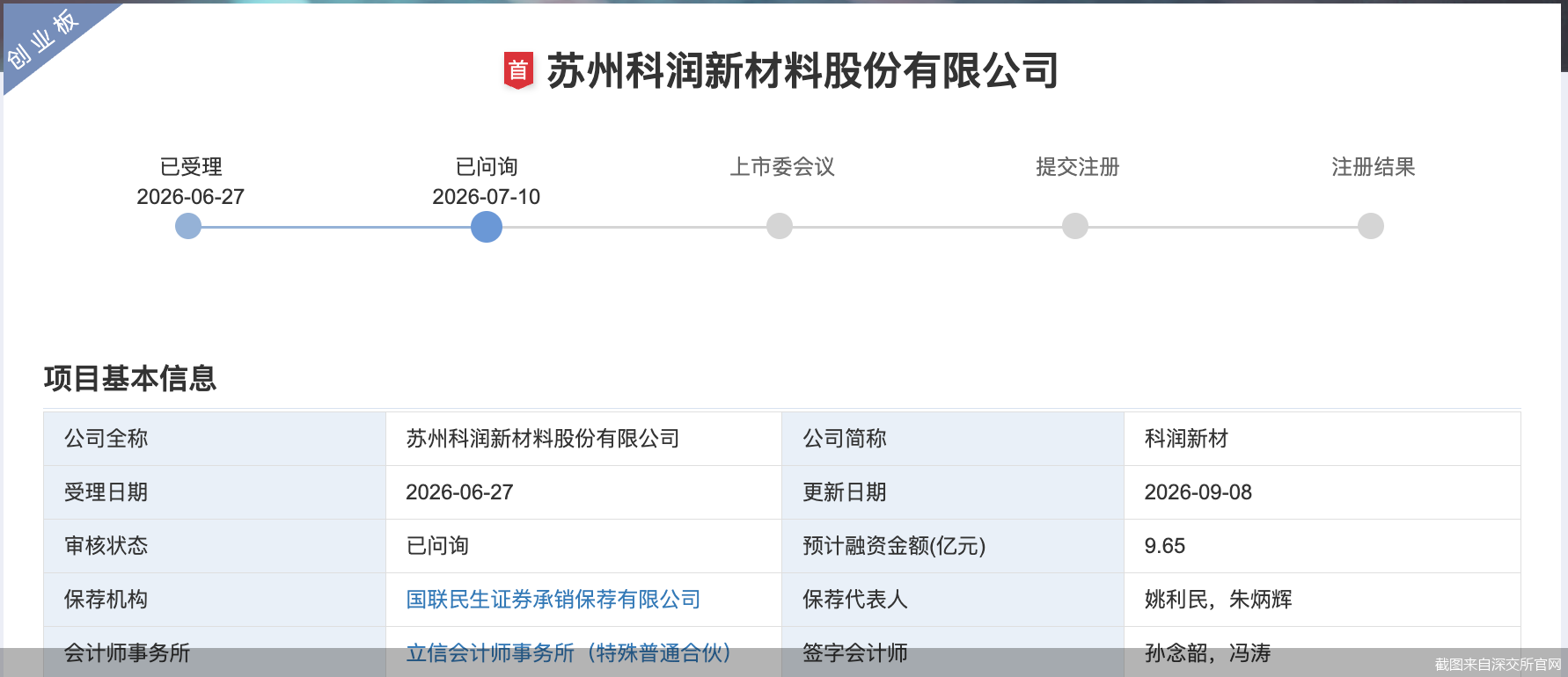 截图来自深交所官网