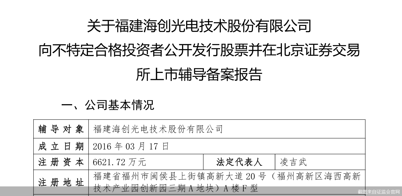 距前次科创板IPO撤单尚未满一年，福建海创光电技术股份有限公司（以下简称&ldquo;海创光电&rdquo;）欲再度向资本市场发起冲击。