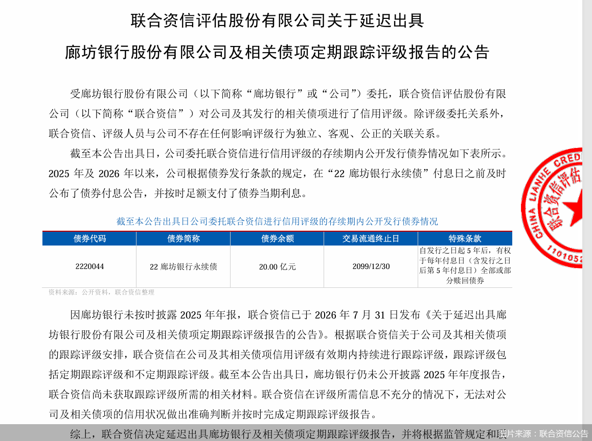 图片来源：联合资信公告
